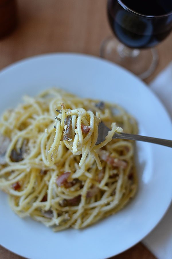 mushroom cottage cheese carbonara