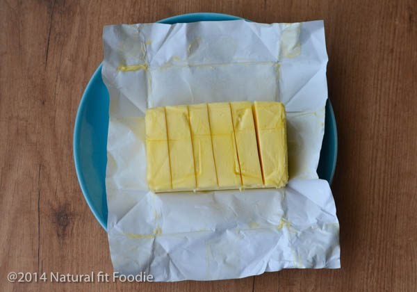 Overhead shot of butter at room temperature